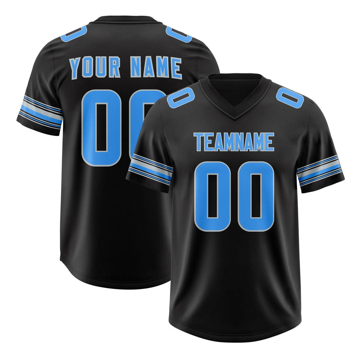 Custom Black Powder Blue Retro Personalized Sleeve Line Authentic American Football Jersey