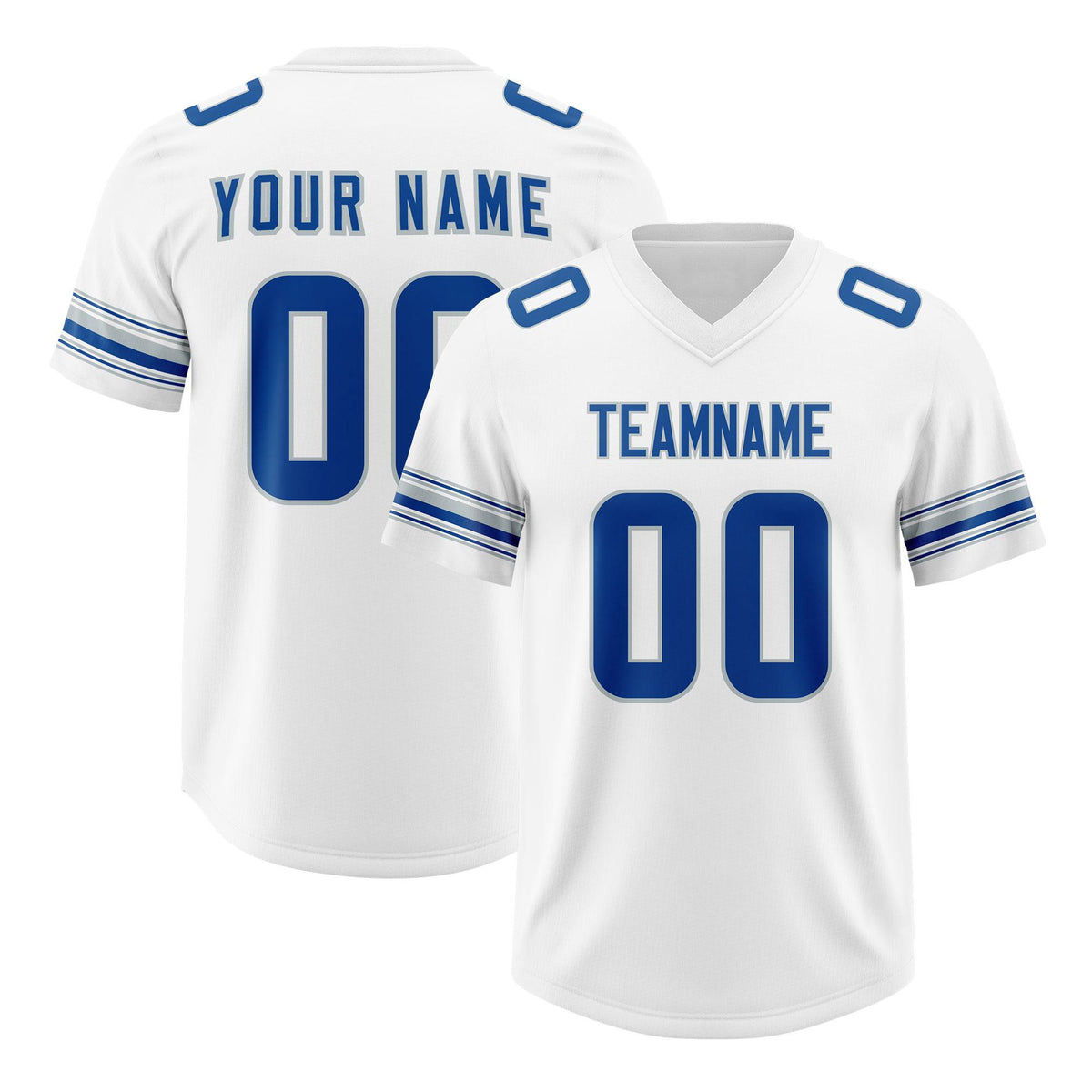 Custom White Royal Retro Personalized Sleeve Line Authentic American Football Jersey