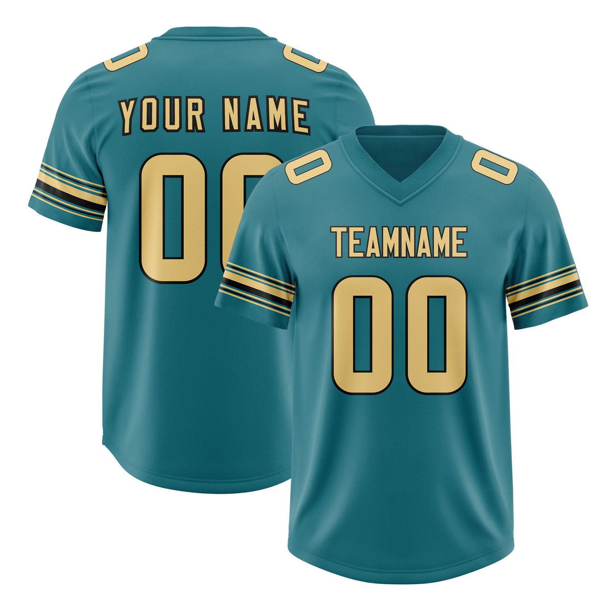 Custom Aqua Khaki Retro Personalized Sleeve Line Authentic American Football Jersey