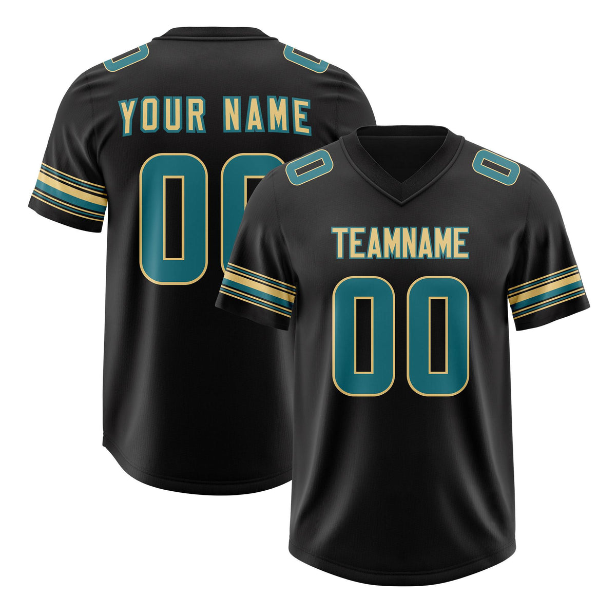 Custom Black Aqua Retro Personalized Sleeve Line Authentic American Football Jersey