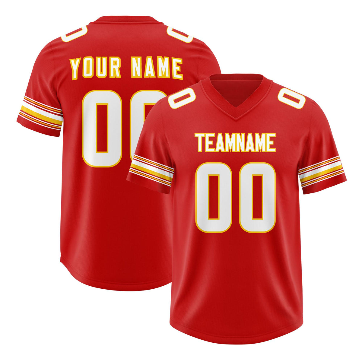 Custom Red White Retro Personalized Sleeve Line Authentic American Football Jersey