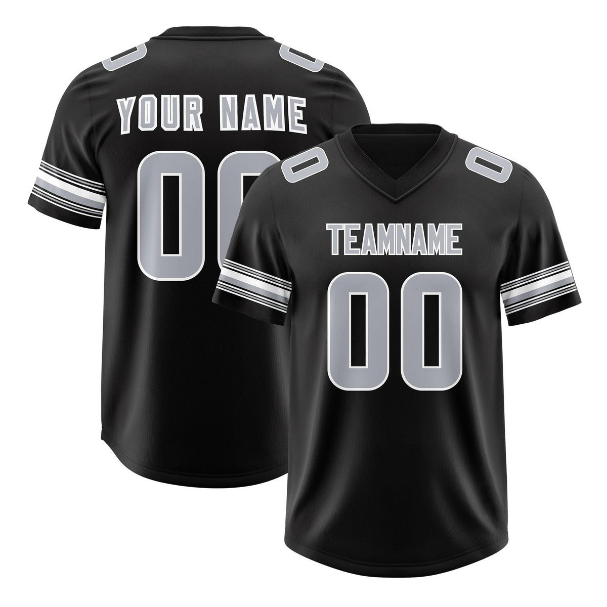 Custom Black Silver Retro Personalized Sleeve Line Authentic American Football Jersey