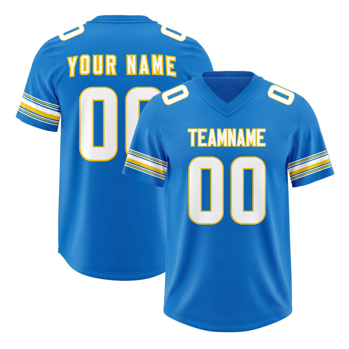 Custom Powder Blue White Retro Personalized Sleeve Line Authentic American Football Jersey