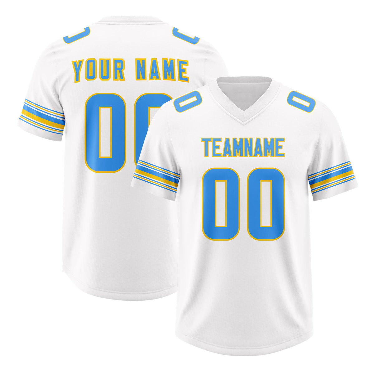 Custom White Powder Blue Retro Personalized Sleeve Line Authentic American Football Jersey