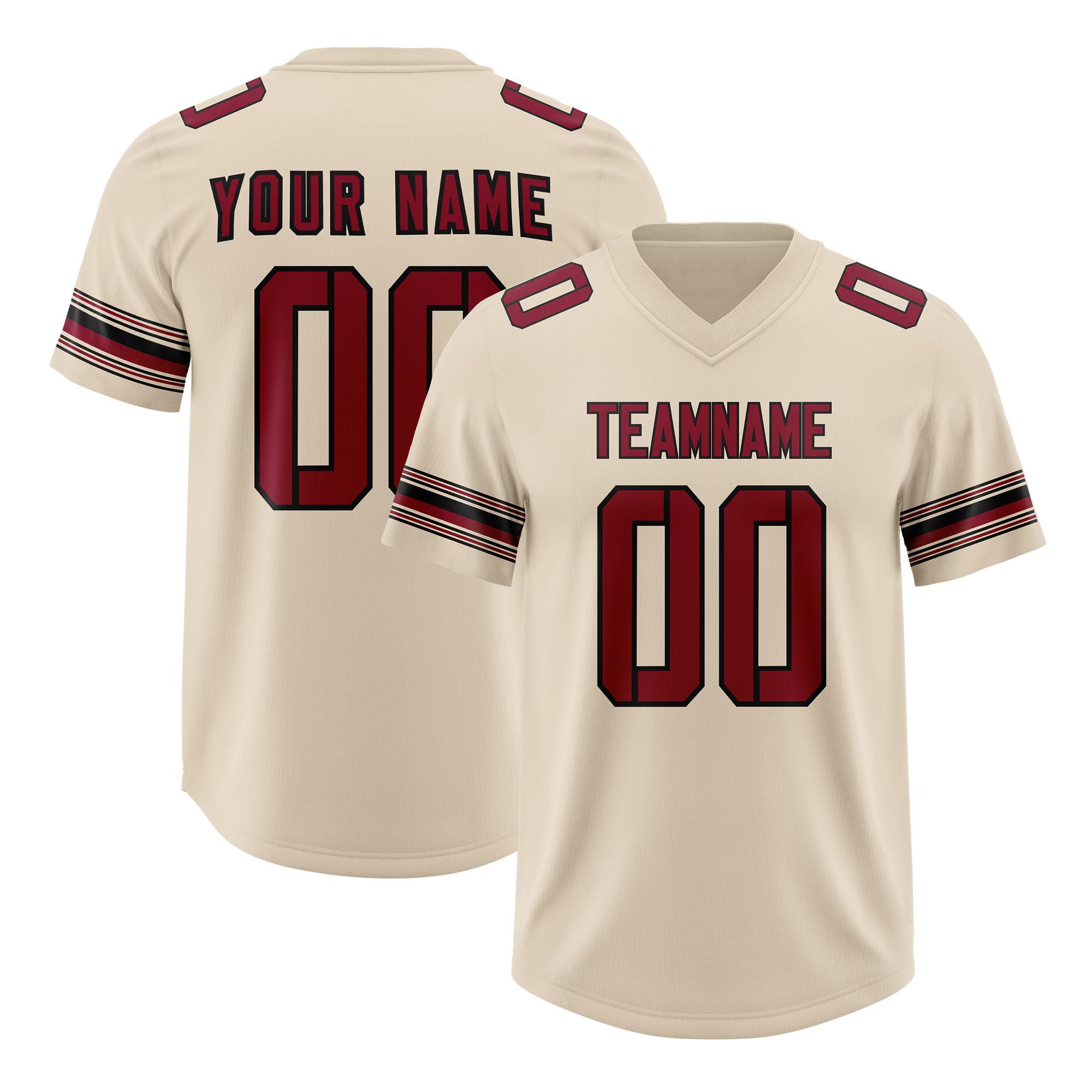 Custom Cream Red Retro Personalized Sleeve Line Authentic American Football Jersey