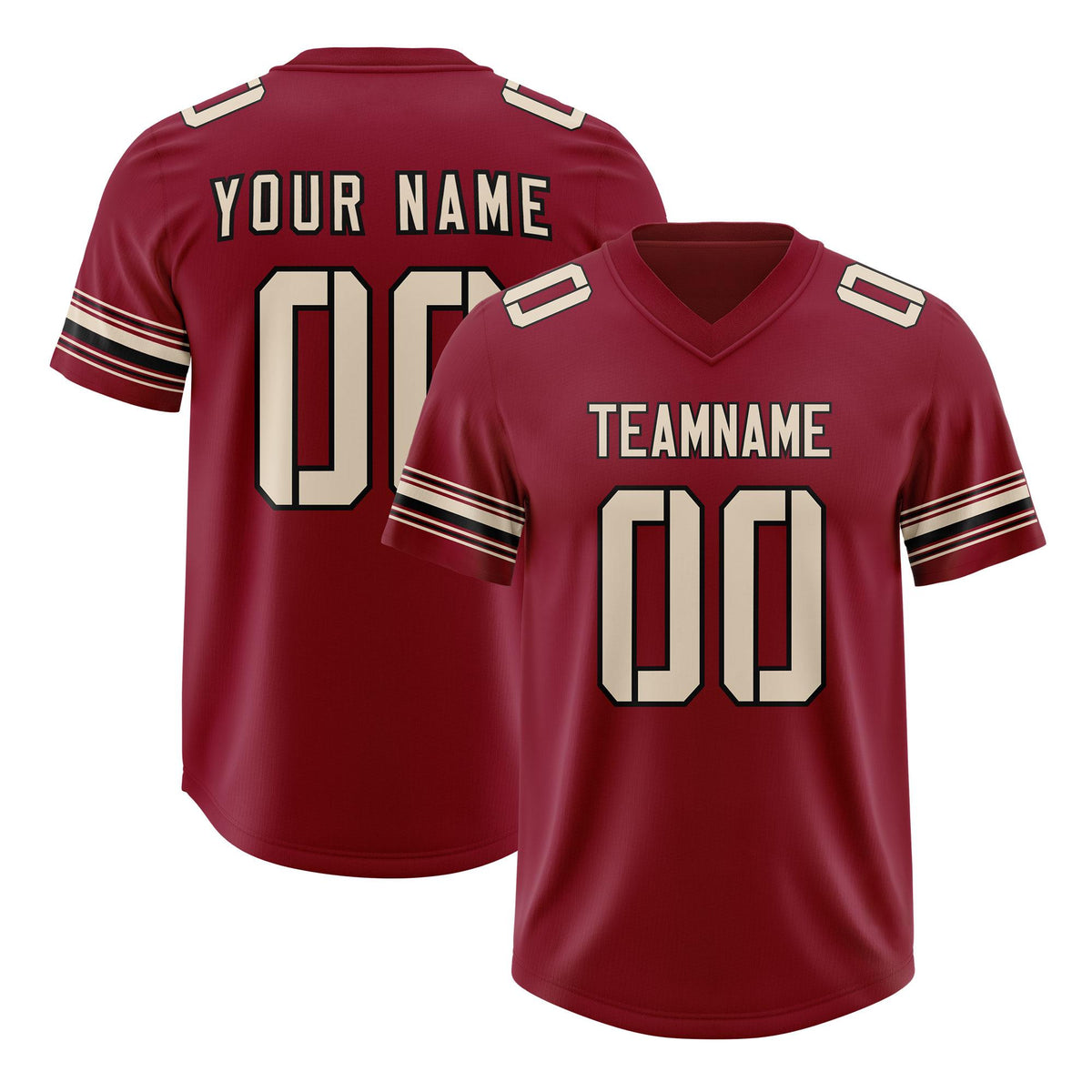 Custom Red Cream Retro Personalized Sleeve Line Authentic American Football Jersey