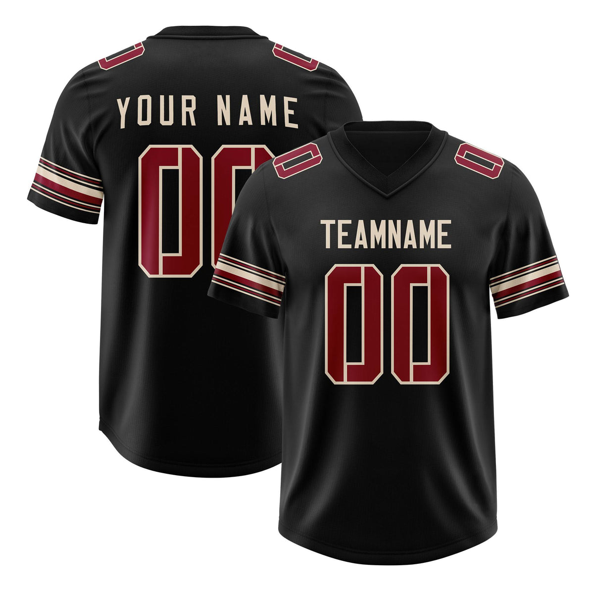 Custom Black Red Retro Personalized Sleeve Line Authentic American Football Jersey