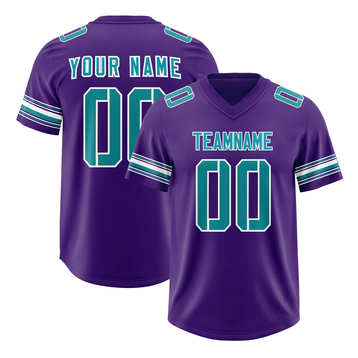 Custom Purple Aqua Retro Personalized Sleeve Line Authentic American Football Jersey
