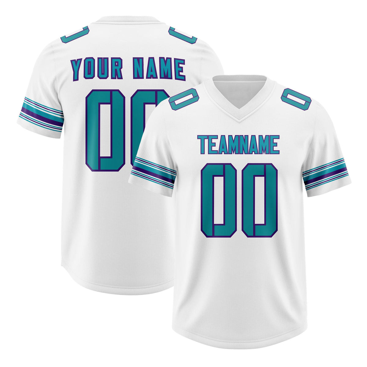 Custom White Aqua Retro Personalized Sleeve Line Authentic American Football Jersey