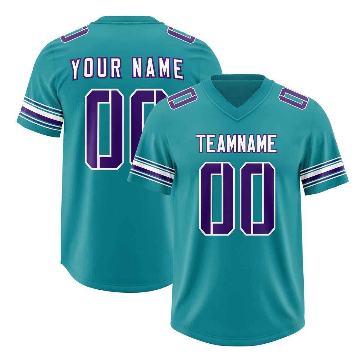 Custom Aqua Purple Retro Personalized Sleeve Line Authentic American Football Jersey