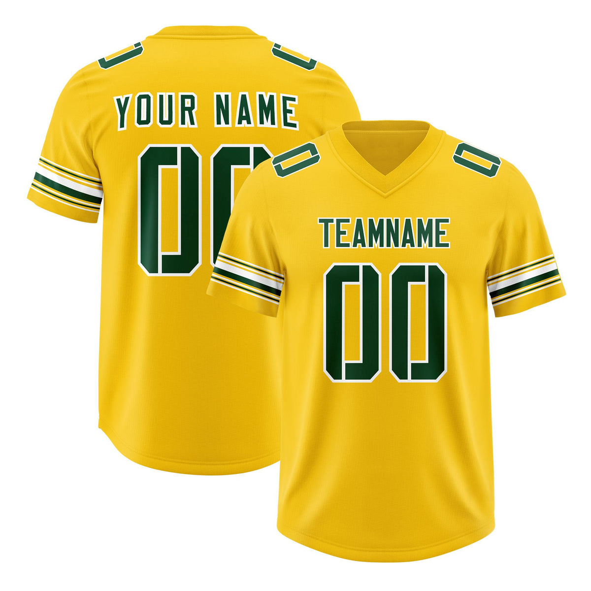 Custom Gold Green Retro Personalized Sleeve Line Authentic American Football Jersey