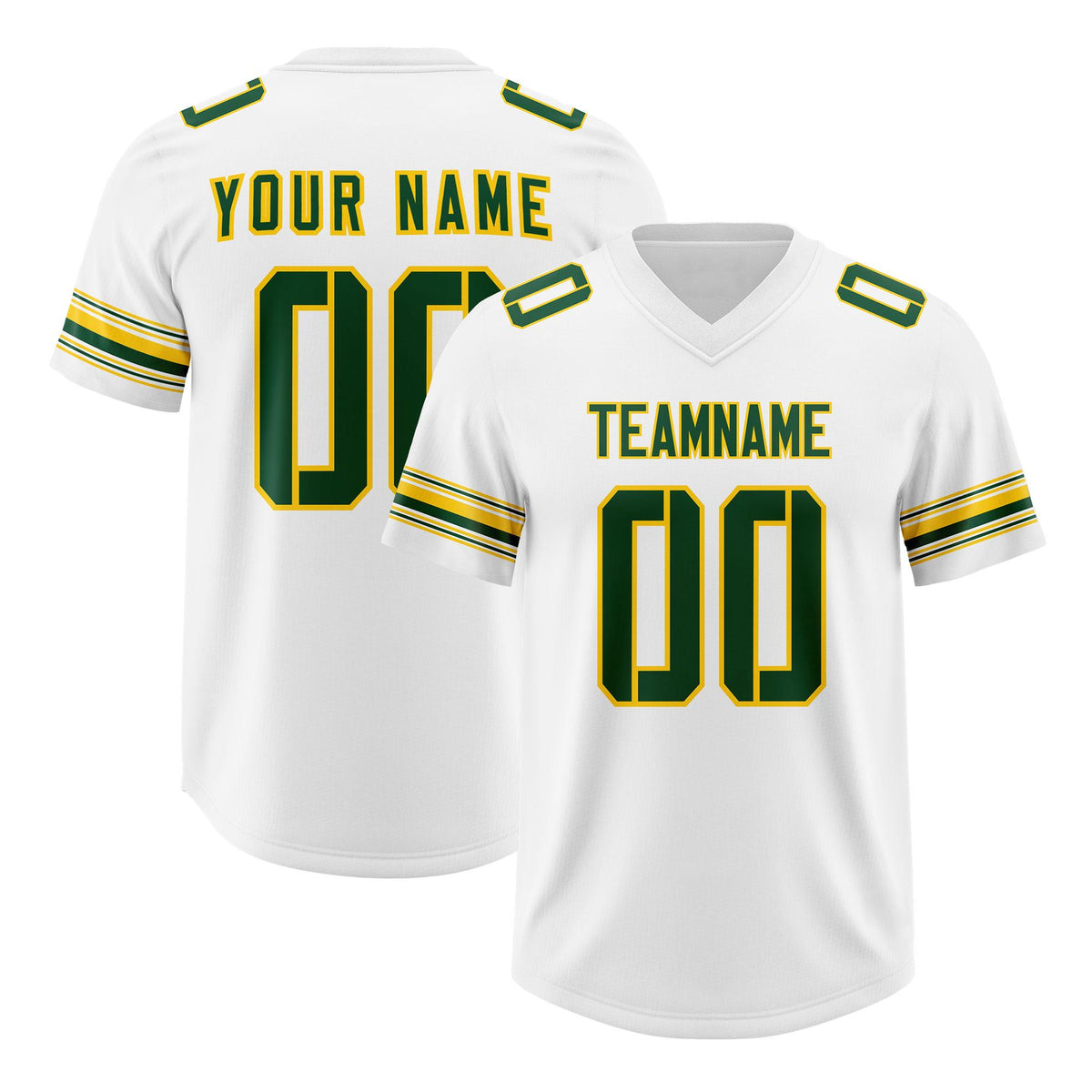 Custom White Green Retro Personalized Sleeve Line Authentic American Football Jersey