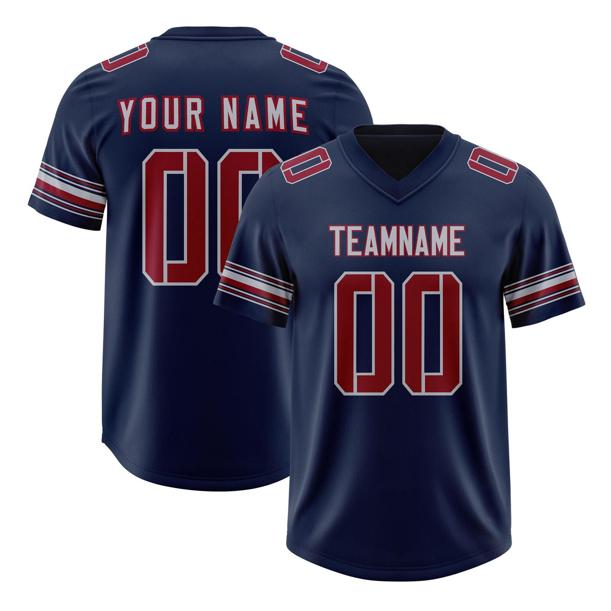 Custom Navy Red Retro Personalized Sleeve Line Authentic American Football Jersey