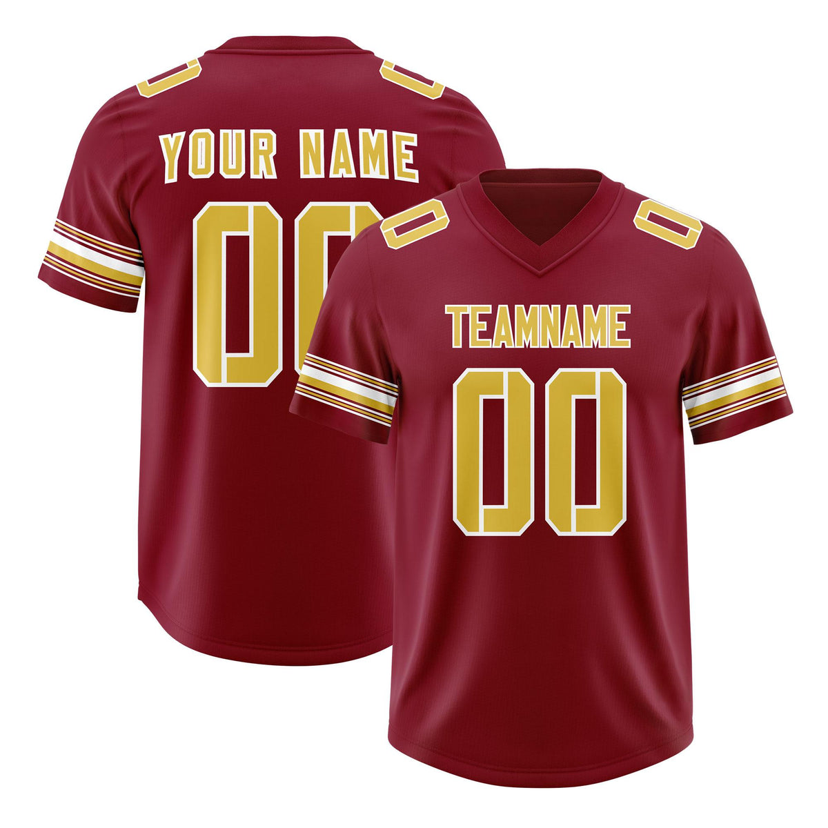 Custom Red Old Gold Retro Personalized Sleeve Line Authentic American Football Jersey