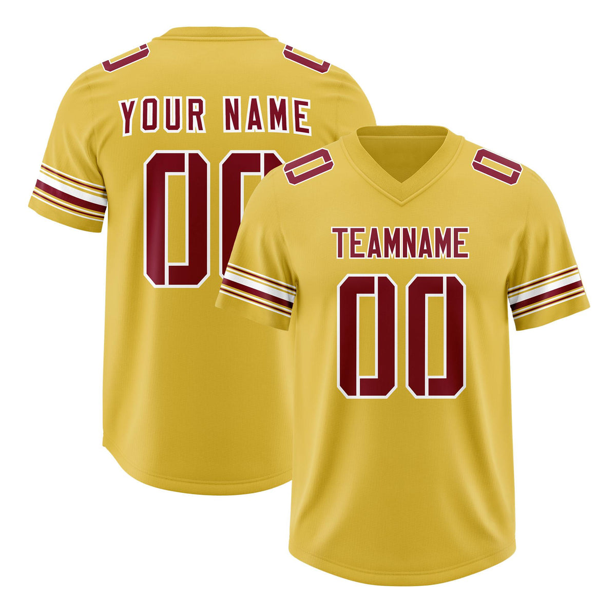 Custom Old Gold Red Retro Personalized Sleeve Line Authentic American Football Jersey