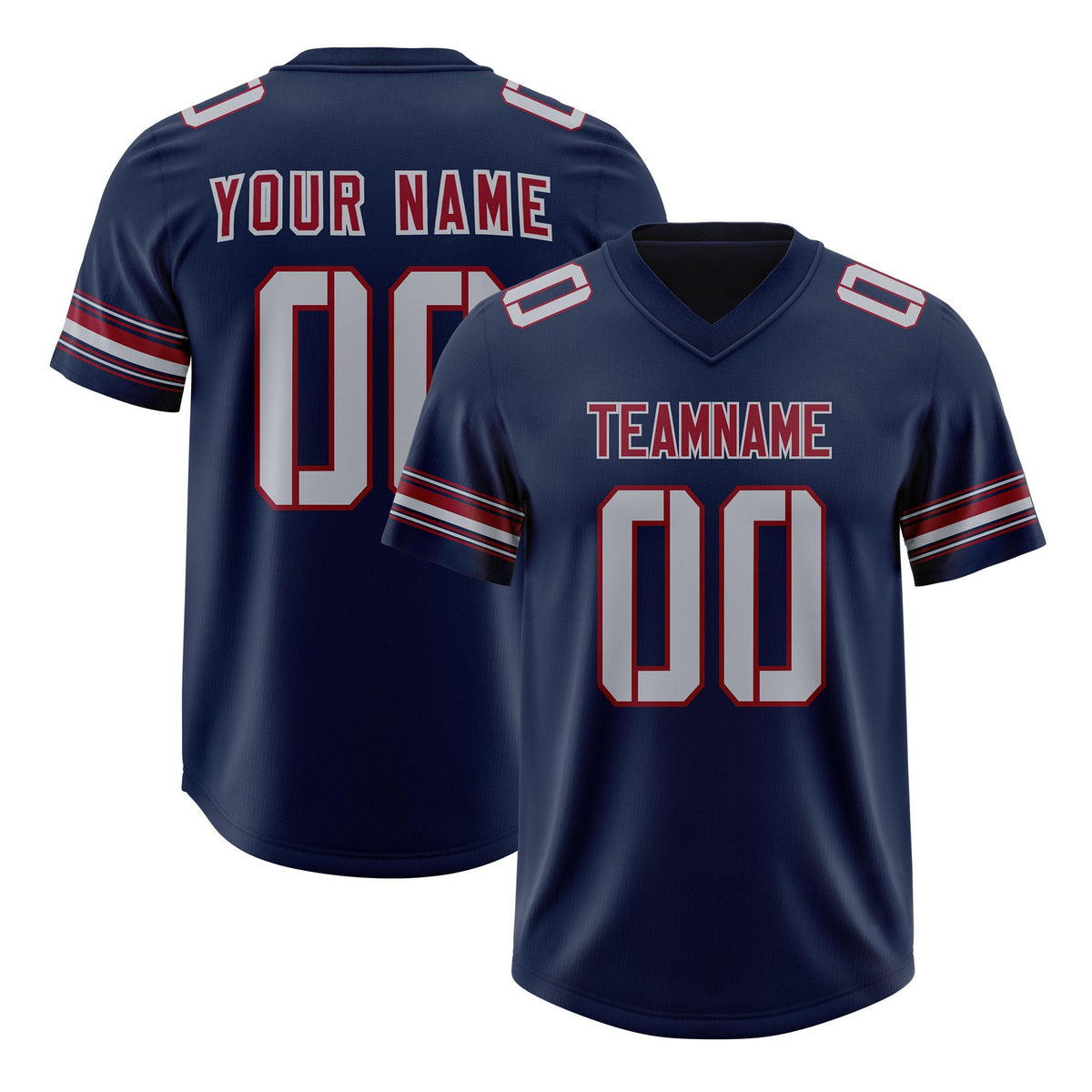 Custom Navy Gray Retro Personalized Sleeve Line Authentic American Football Jersey