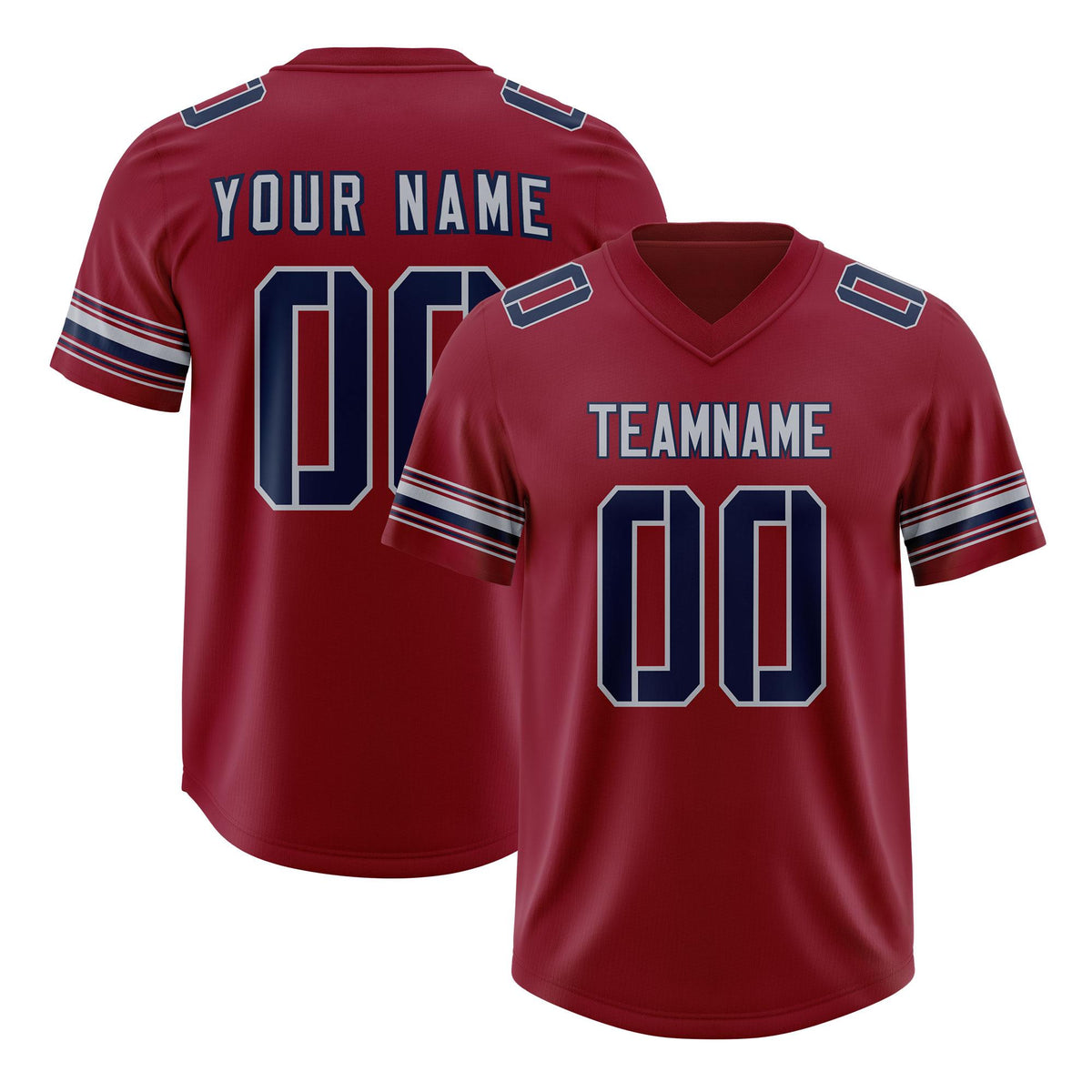 Custom Red Navy Retro Personalized Sleeve Line Authentic American Football Jersey