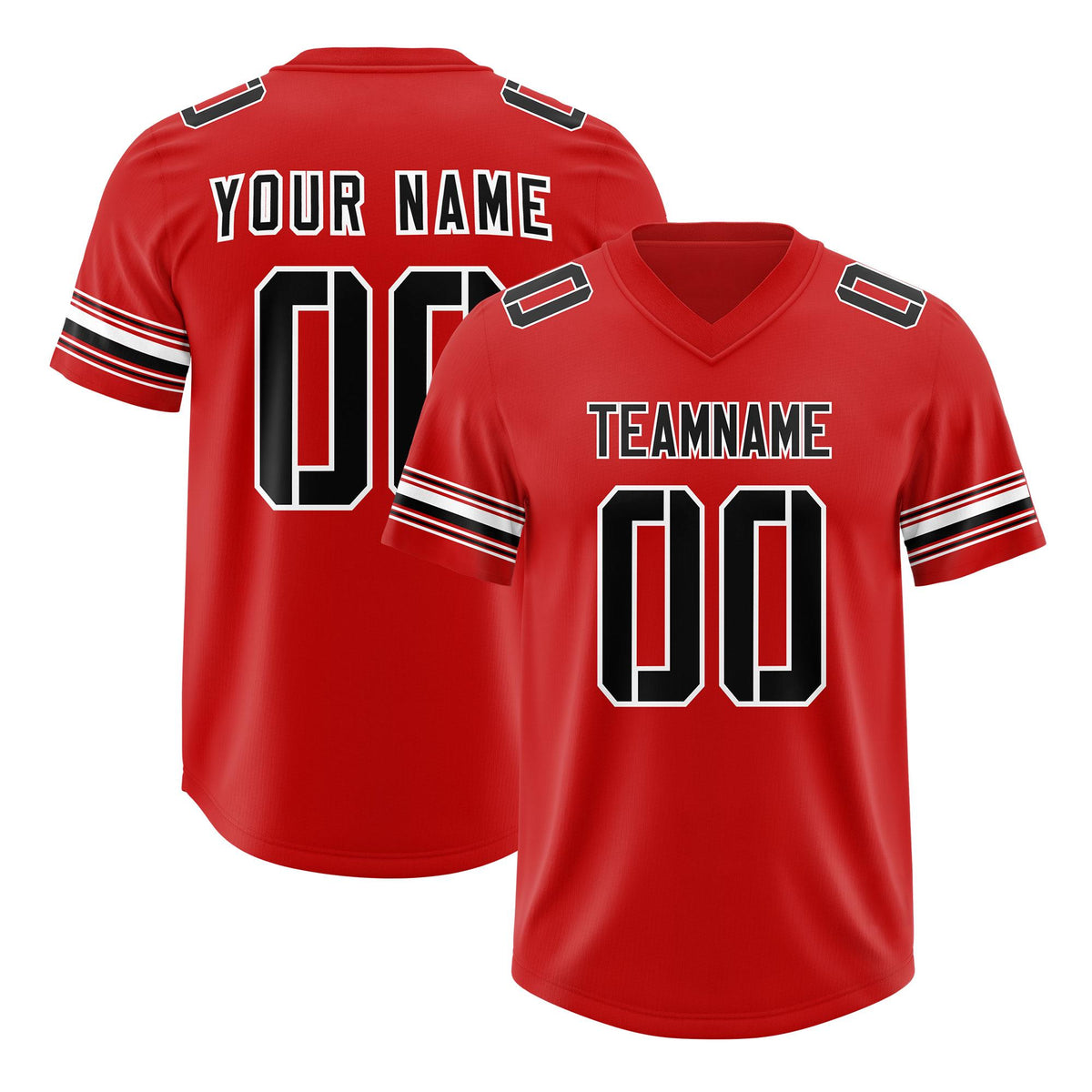 Custom Red Black Retro Personalized Sleeve Line Authentic American Football Jersey