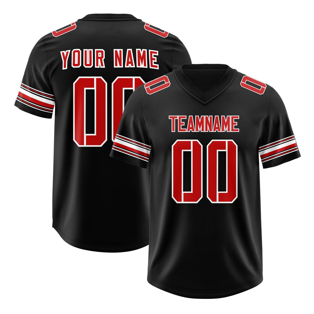 Custom Black Red Retro Personalized Sleeve Line Authentic American Football Jersey