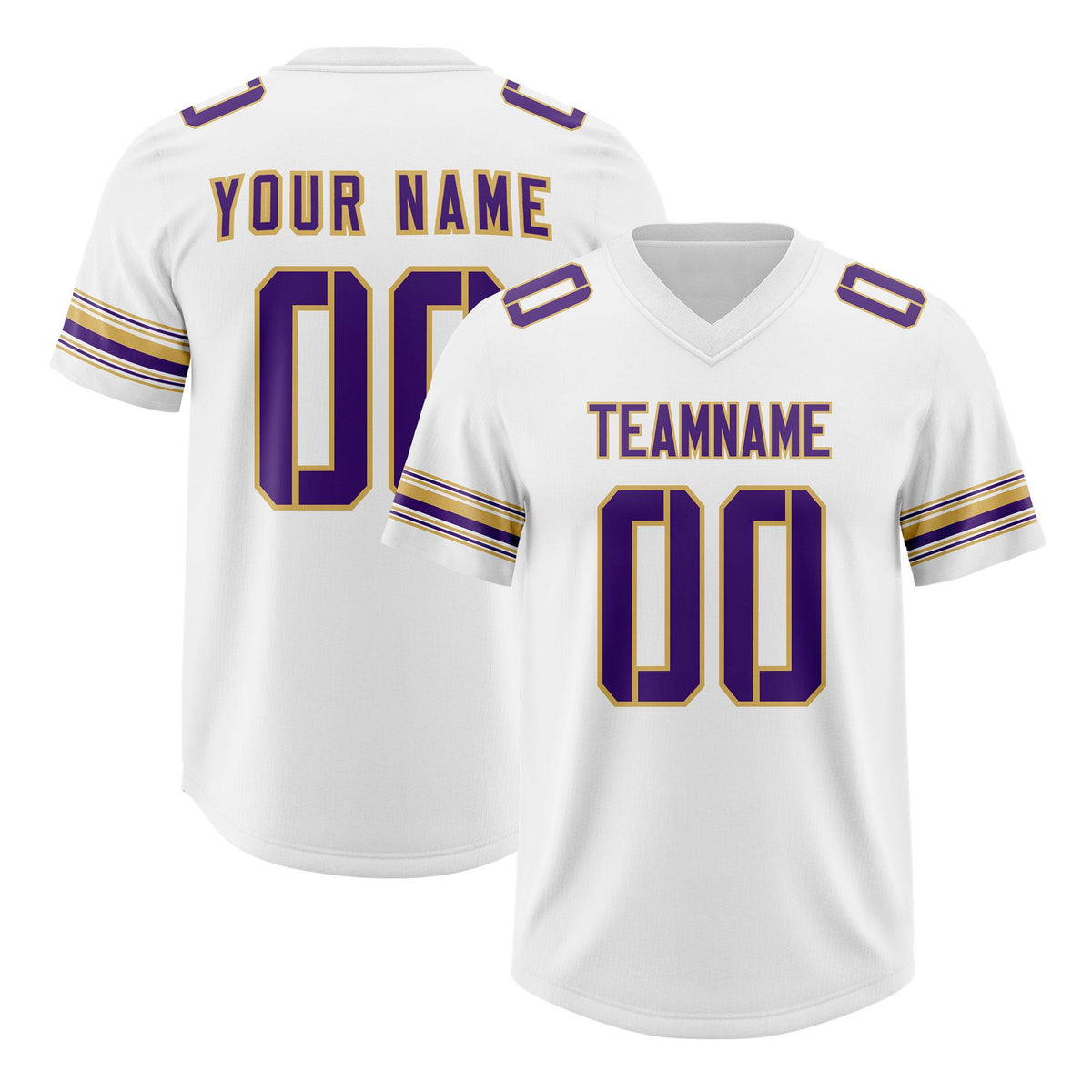 Custom White Purple Retro Personalized Sleeve Line Authentic American Football Jersey