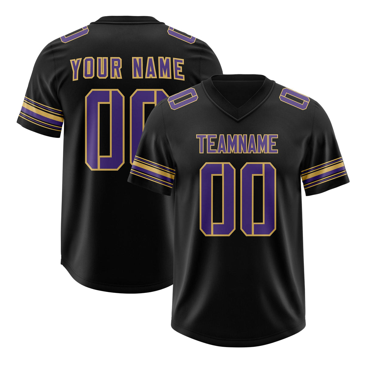 Custom Black Purple Retro Personalized Sleeve Line Authentic American Football Jersey
