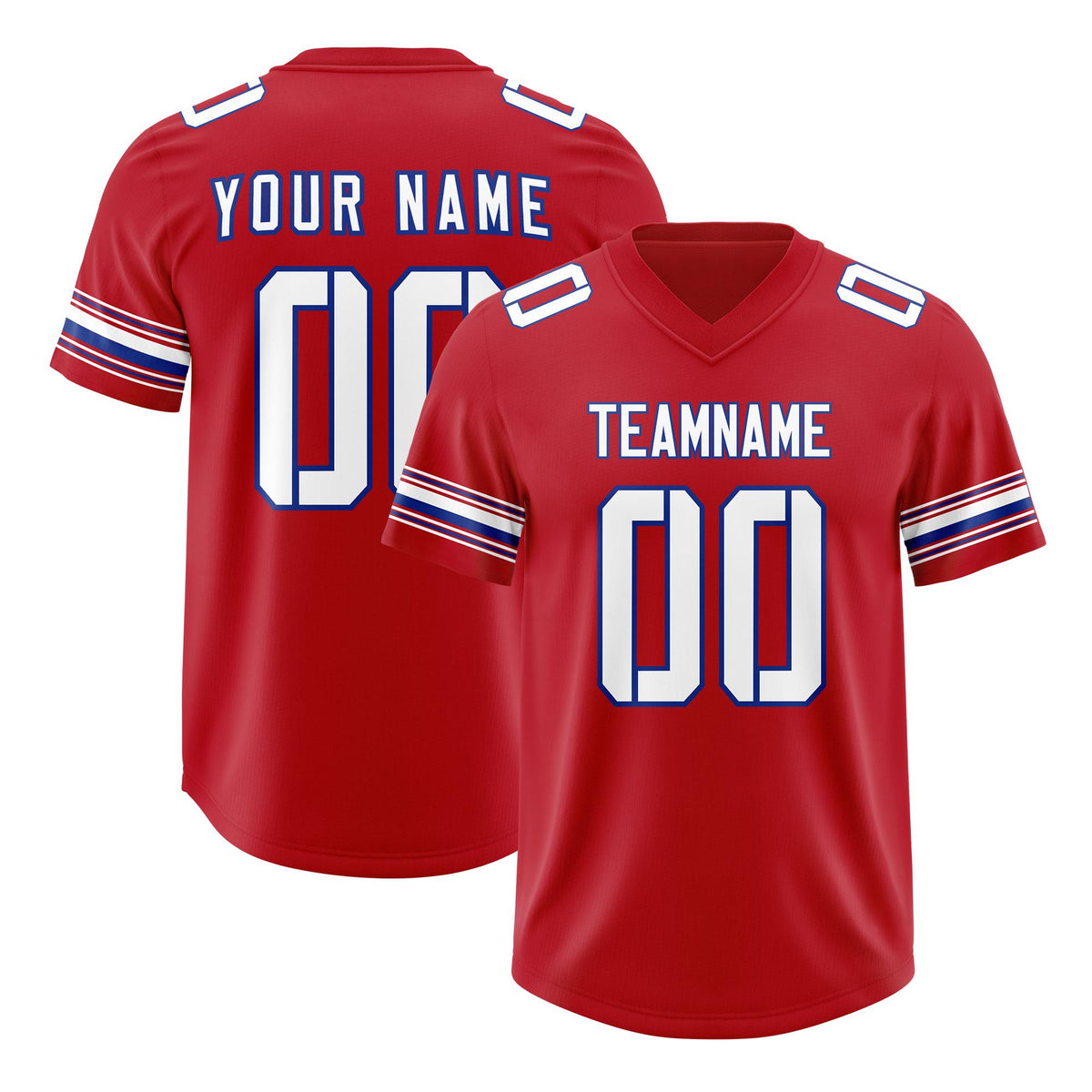 Custom Red White Retro Personalized Sleeve Line Authentic American Football Jersey