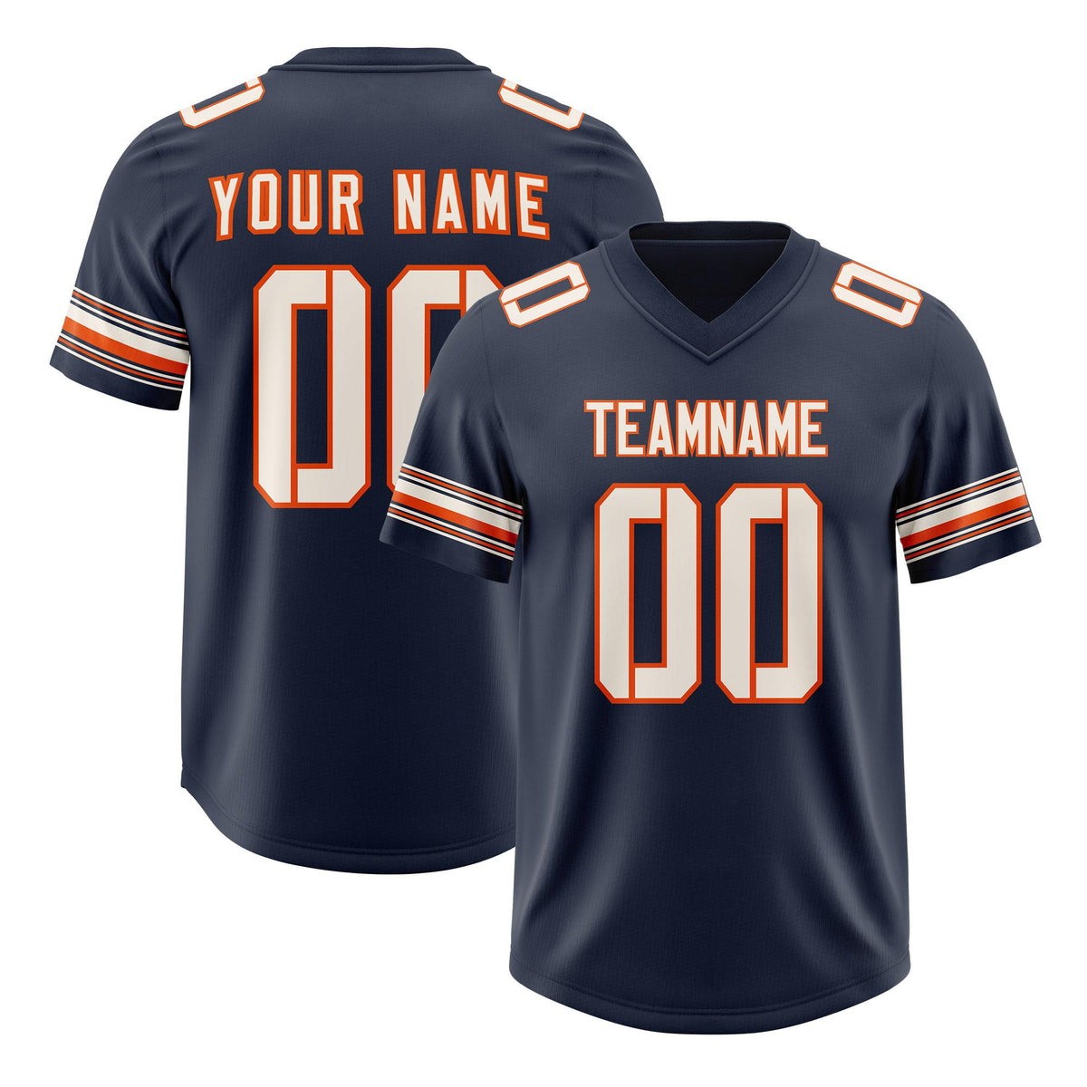 Custom Navy Cream Retro Personalized Sleeve Line Authentic American Football Jersey
