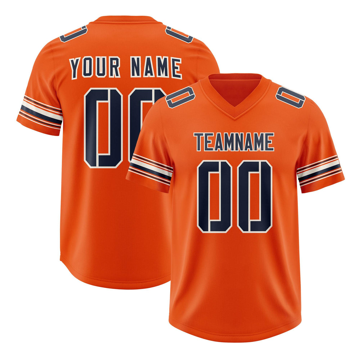 Custom Orange Navy Retro Personalized Sleeve Line Authentic American Football Jersey