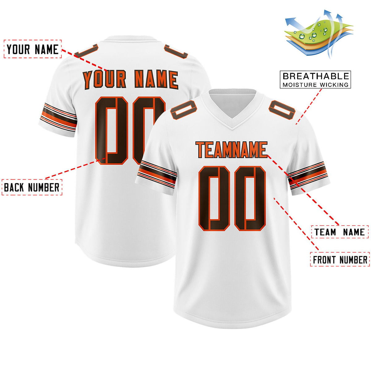 Custom White Brown Retro Personalized Sleeve Line Authentic American Football Jersey