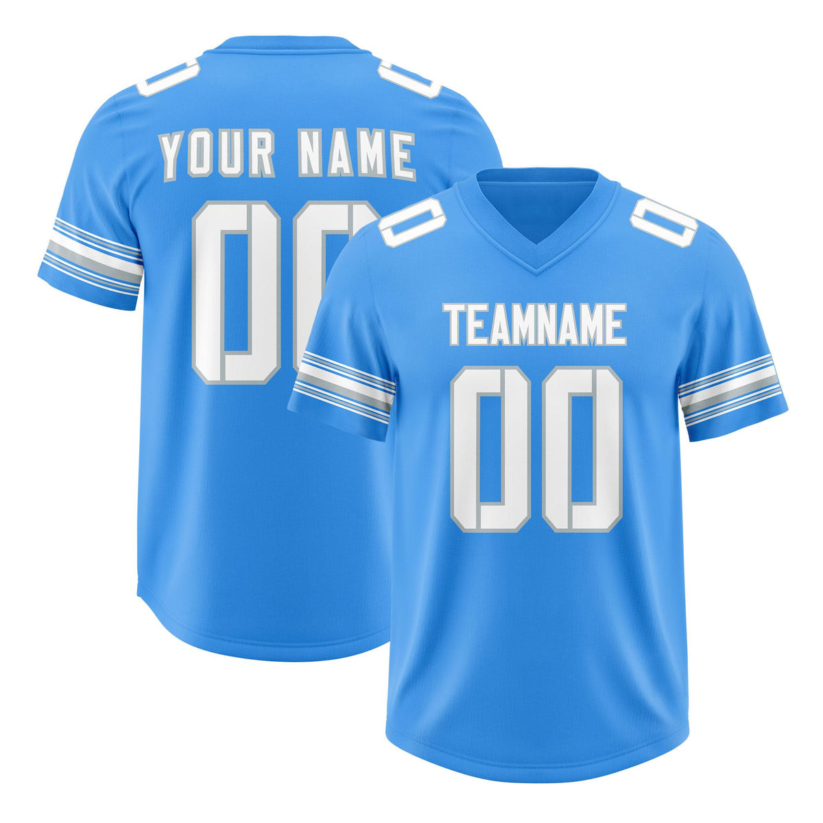 Custom Powder Blue White Retro Personalized Sleeve Line Authentic American Football Jersey