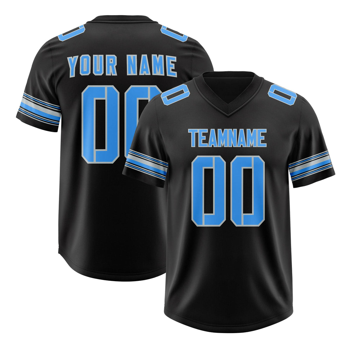Custom Black Powder Blue Retro Personalized Sleeve Line Authentic American Football Jersey