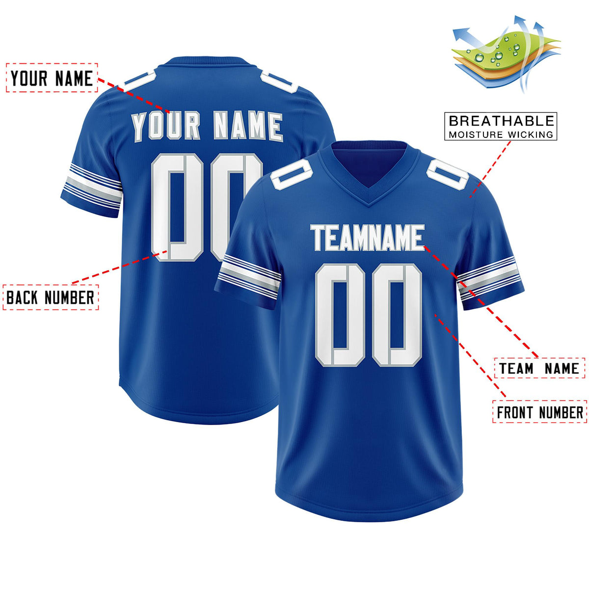 Custom Royal White Retro Personalized Sleeve Line Authentic American Football Jersey