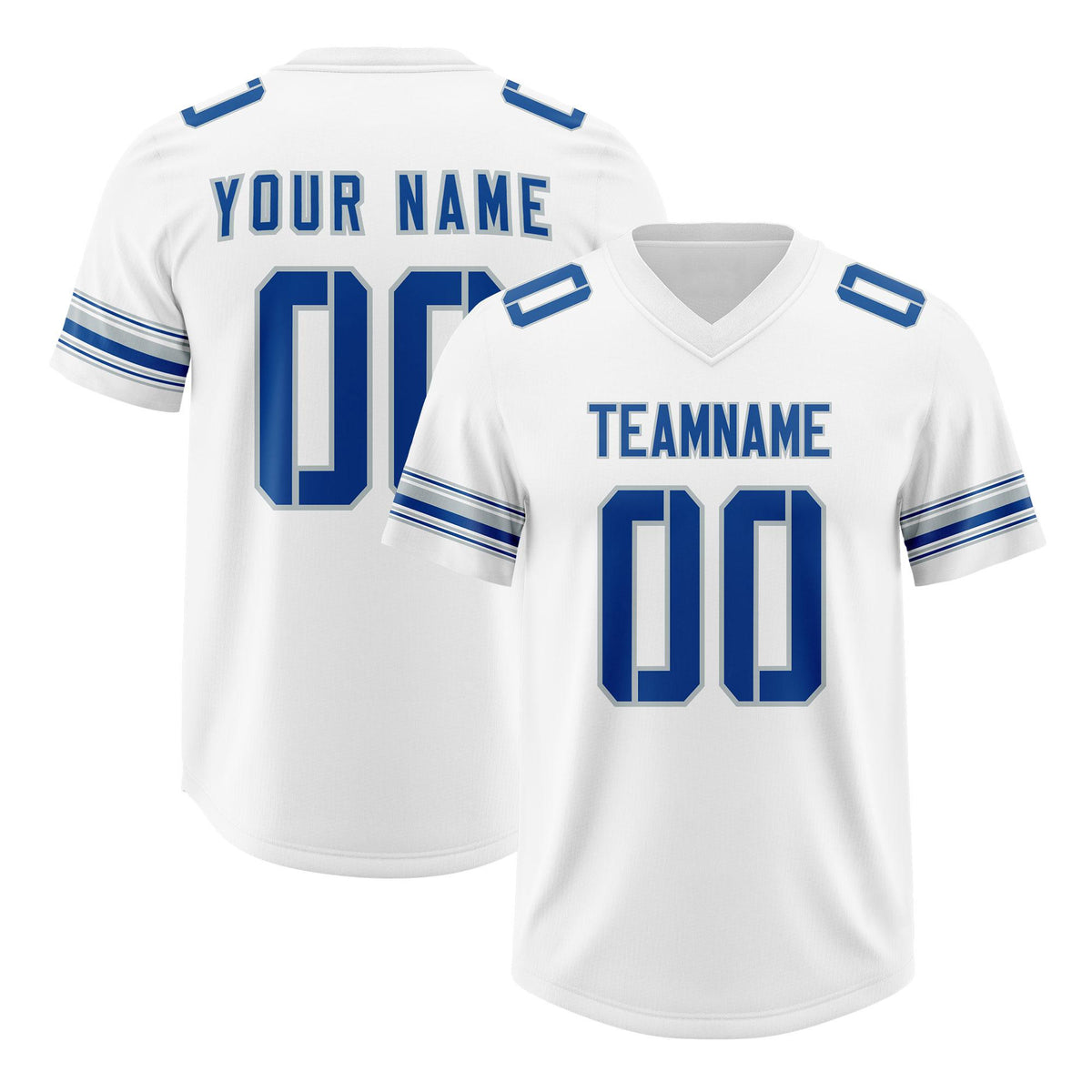 Custom White Royal Retro Personalized Sleeve Line Authentic American Football Jersey