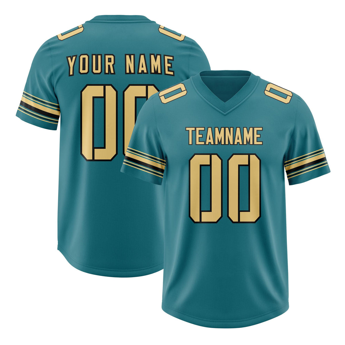 Custom Aqua Khaki Retro Personalized Sleeve Line Authentic American Football Jersey
