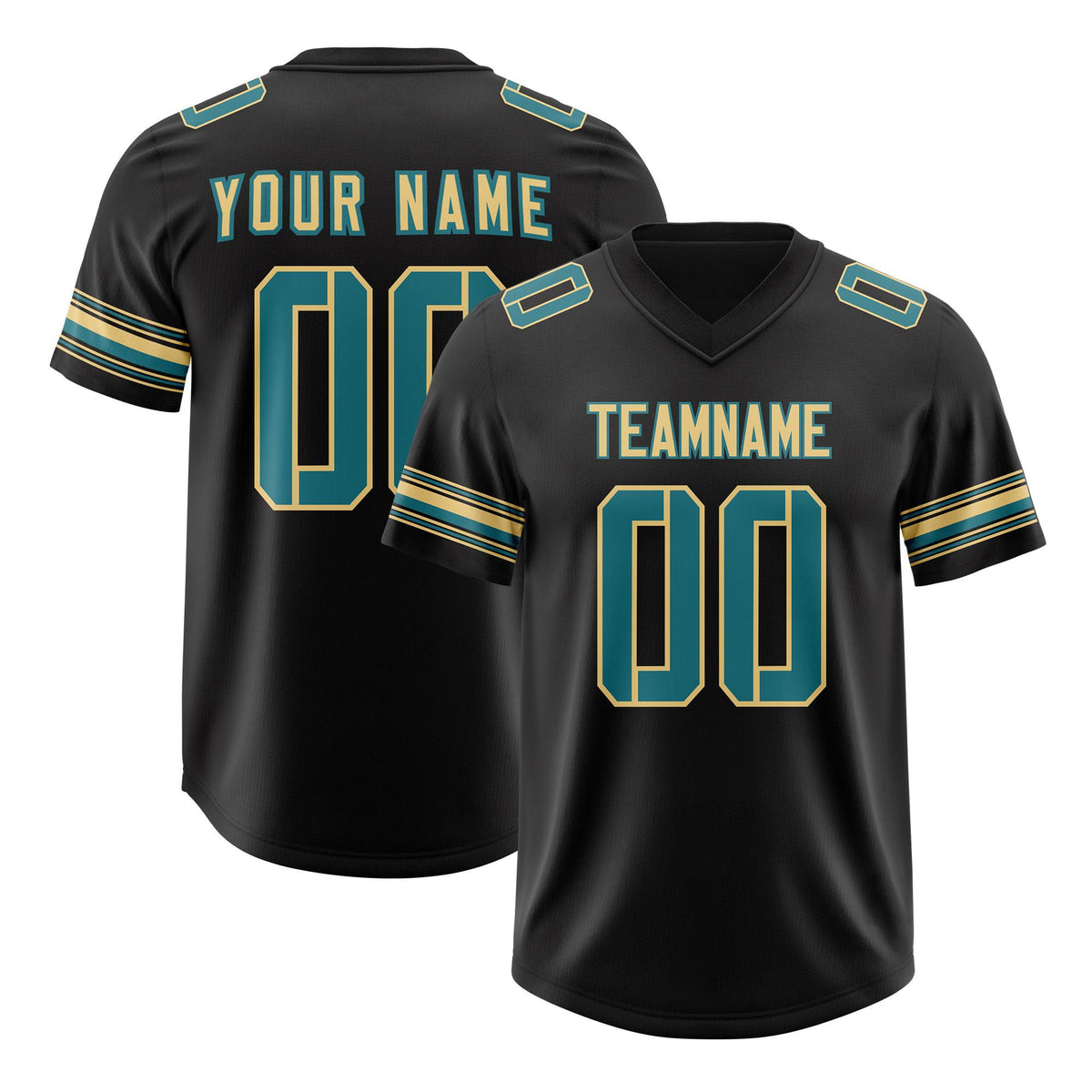 Custom Black Aqua Retro Personalized Sleeve Line Authentic American Football Jersey