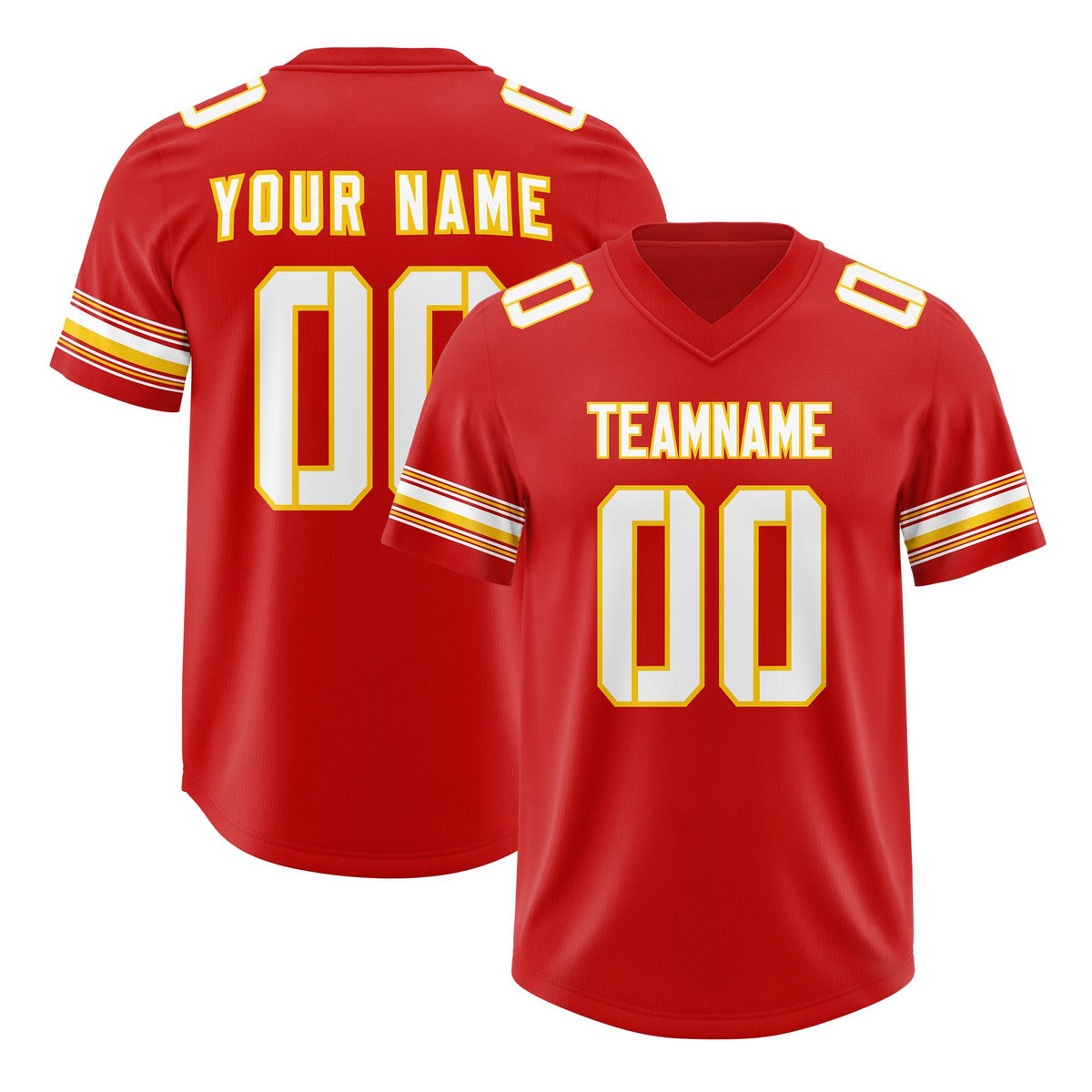 Custom Red White Retro Personalized Sleeve Line Authentic American Football Jersey