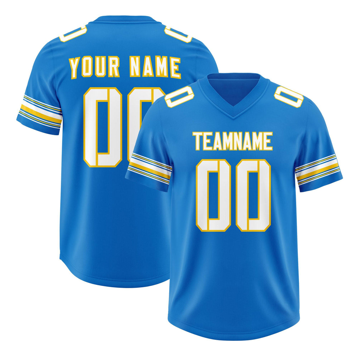 Custom Powder Blue White Retro Personalized Sleeve Line Authentic American Football Jersey