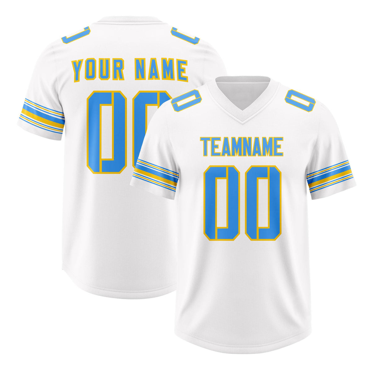 Custom White Powder Blue Retro Personalized Sleeve Line Authentic American Football Jersey