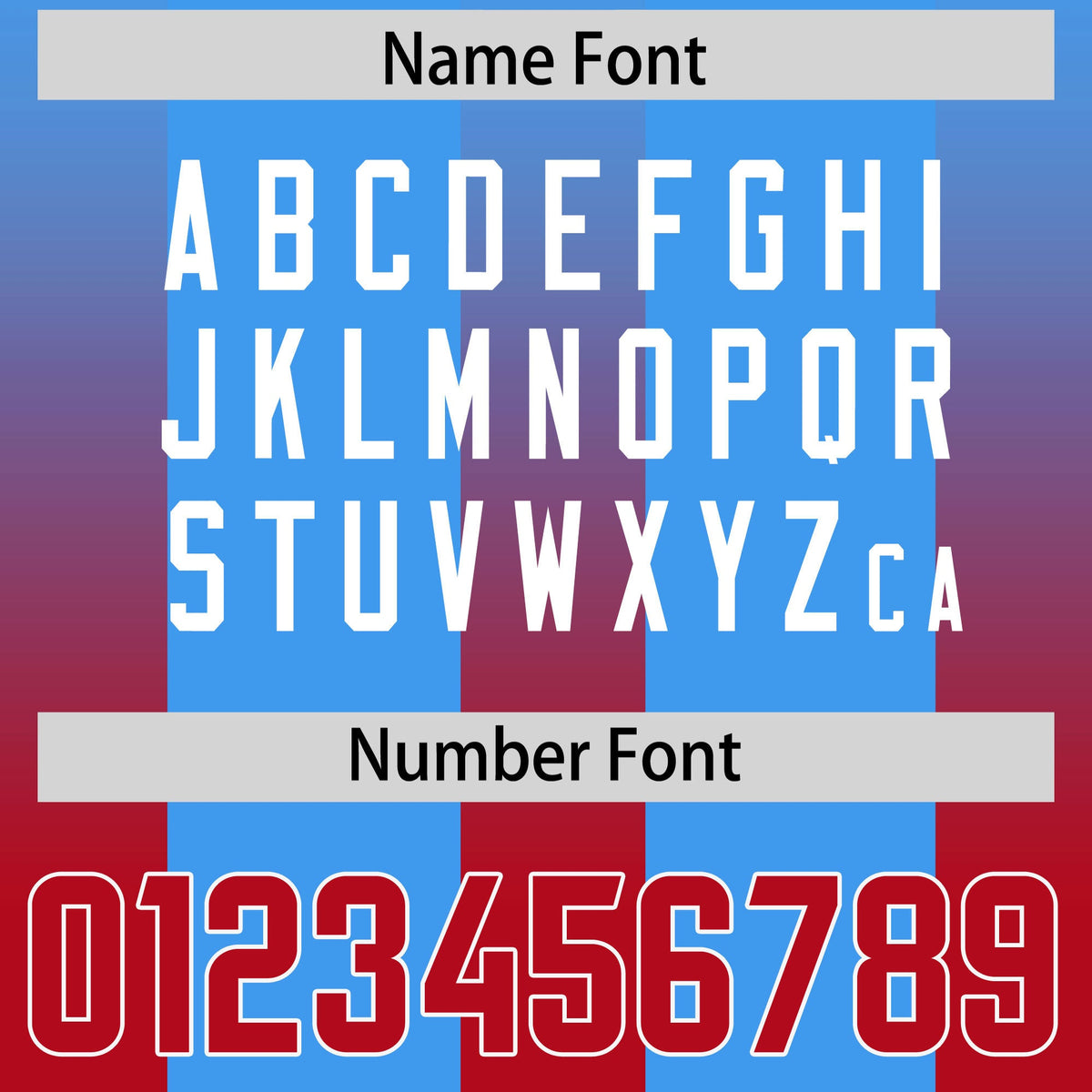 Custom Light Blue Red Vertical Width Stripe Gradient Fashion Personalized Team American Football Jersey