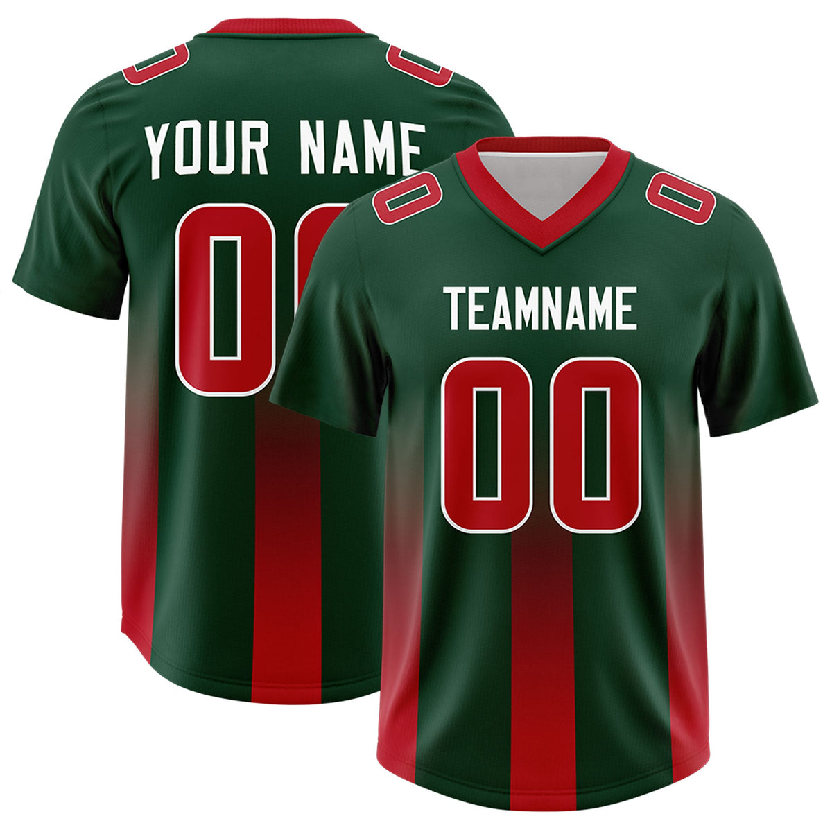 Custom Green Red Vertical Width Stripe Gradient Fashion Personalized Team American Football Jersey