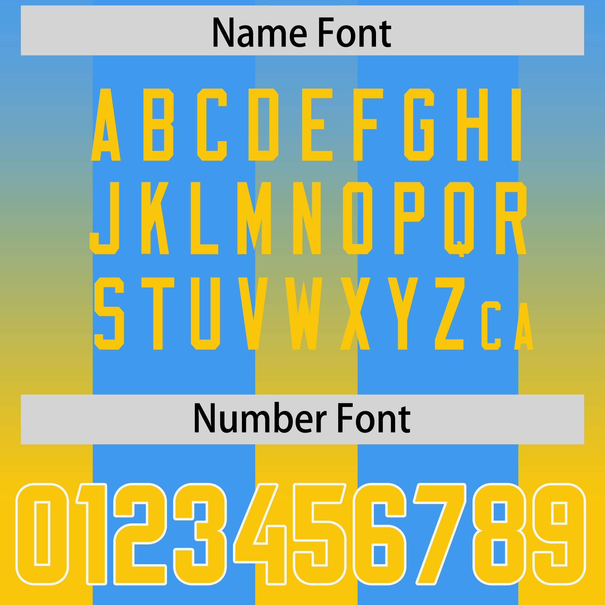 Custom Light Blue Yellow Vertical Width Stripe Gradient Fashion Personalized Team American Football Jersey