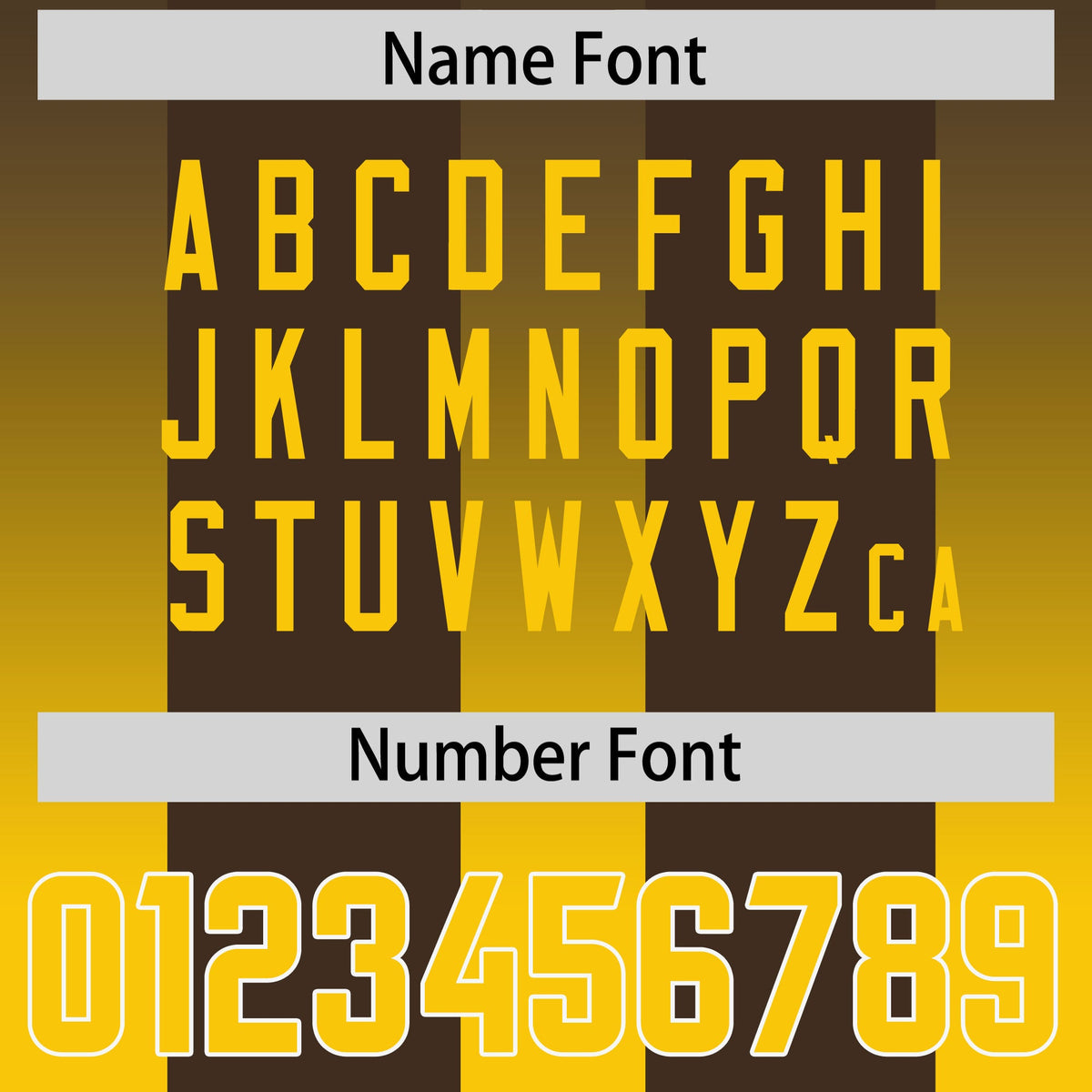 Custom Brown Yellow Vertical Width Stripe Gradient Fashion Personalized Team American Football Jersey