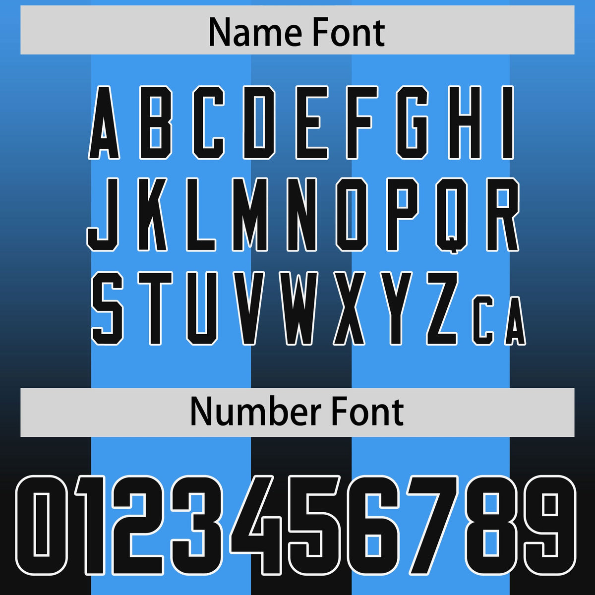 Custom Light Blue Black Vertical Width Stripe Gradient Fashion Personalized Team American Football Jersey