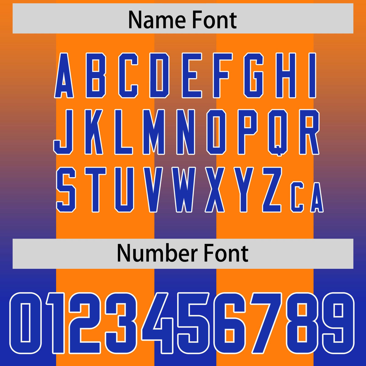 Custom Orange Royal Vertical Width Stripe Gradient Fashion Personalized Team American Football Jersey