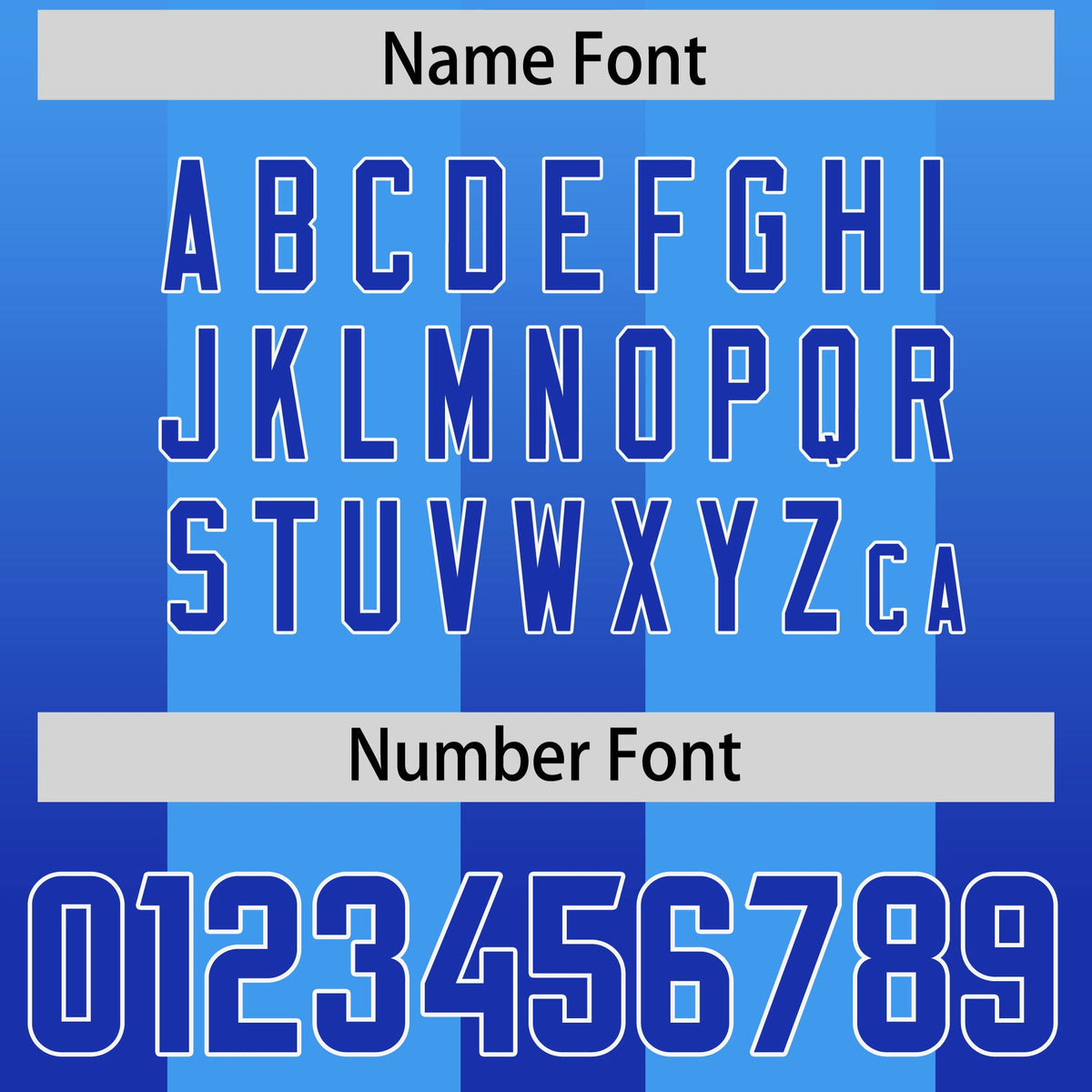 Custom Light Blue Royal Vertical Width Stripe Gradient Fashion Personalized Team American Football Jersey