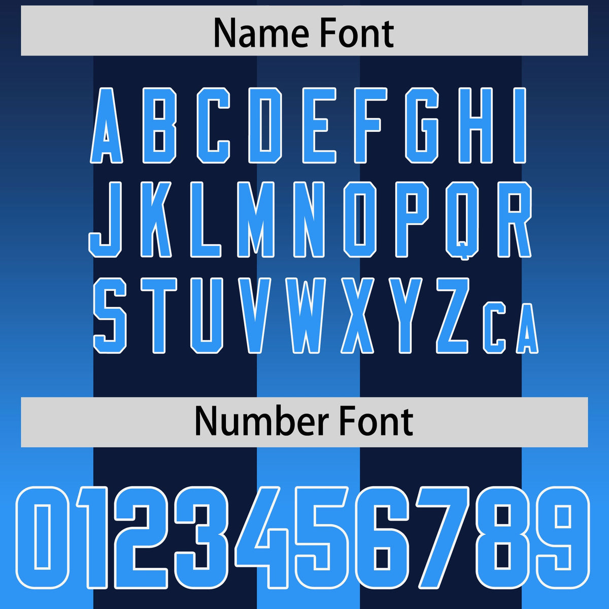 Custom Navy Light Blue Vertical Width Stripe Gradient Fashion Personalized Team American Football Jersey