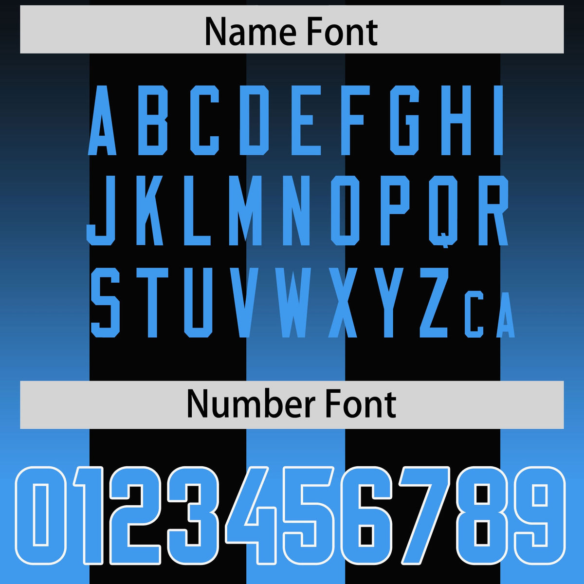 Custom Black Light Blue Vertical Width Stripe Gradient Fashion Personalized Team American Football Jersey