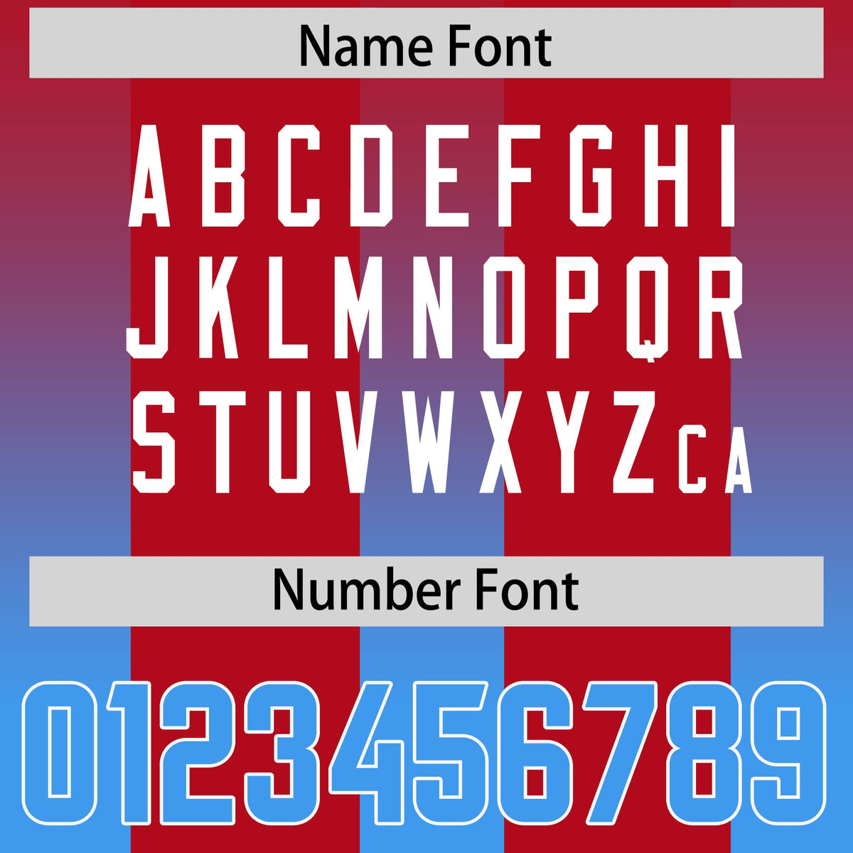 Custom Red Light Blue Vertical Width Stripe Gradient Fashion Personalized Team American Football Jersey