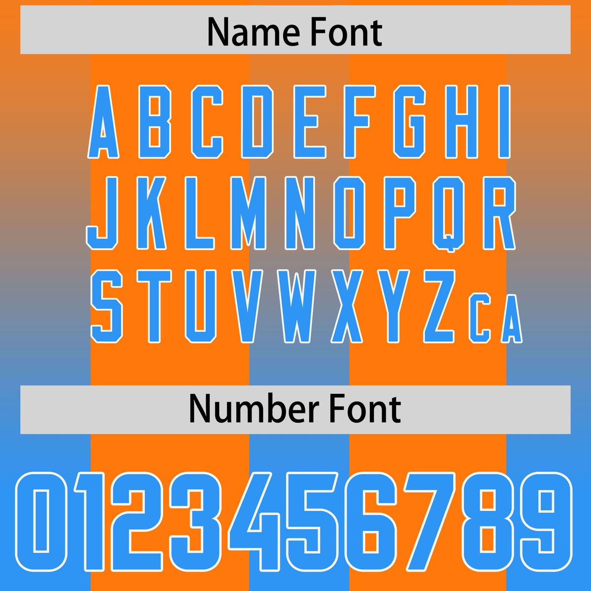 Custom Orange Light Blue Vertical Width Stripe Gradient Fashion Personalized Team American Football Jersey