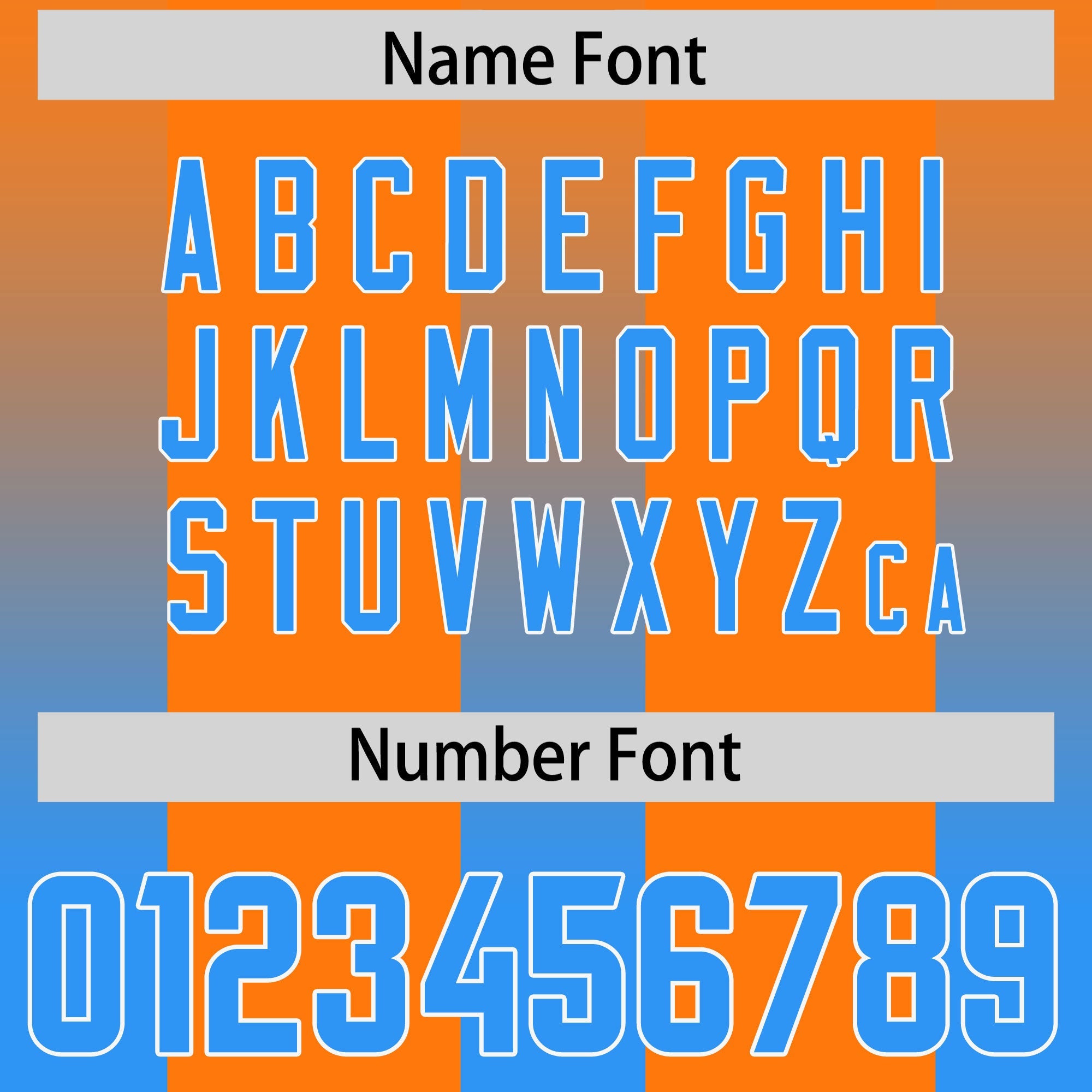 Custom Orange Light Blue Vertical Width Stripe Gradient Fashion Personalized Team American Football Jersey